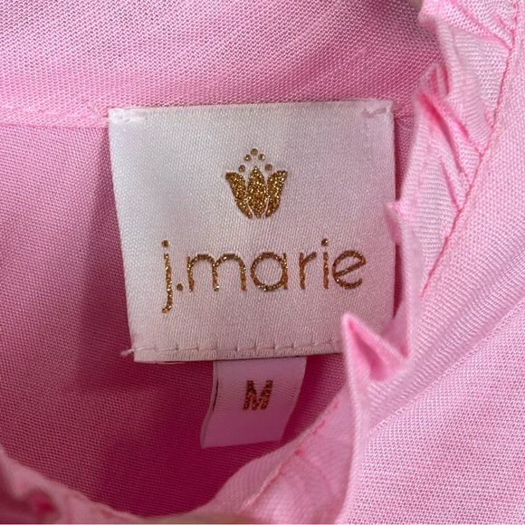 J.Marie Dress Womens M Pink Tiered Embordered Floral Lined Boho Linen Blend Midi - Picture 10 of 13